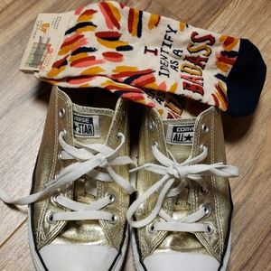 Gold converse with free socks!